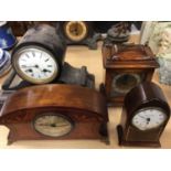 Edwardian mantel clock, black slate mantel clock and two others (4)