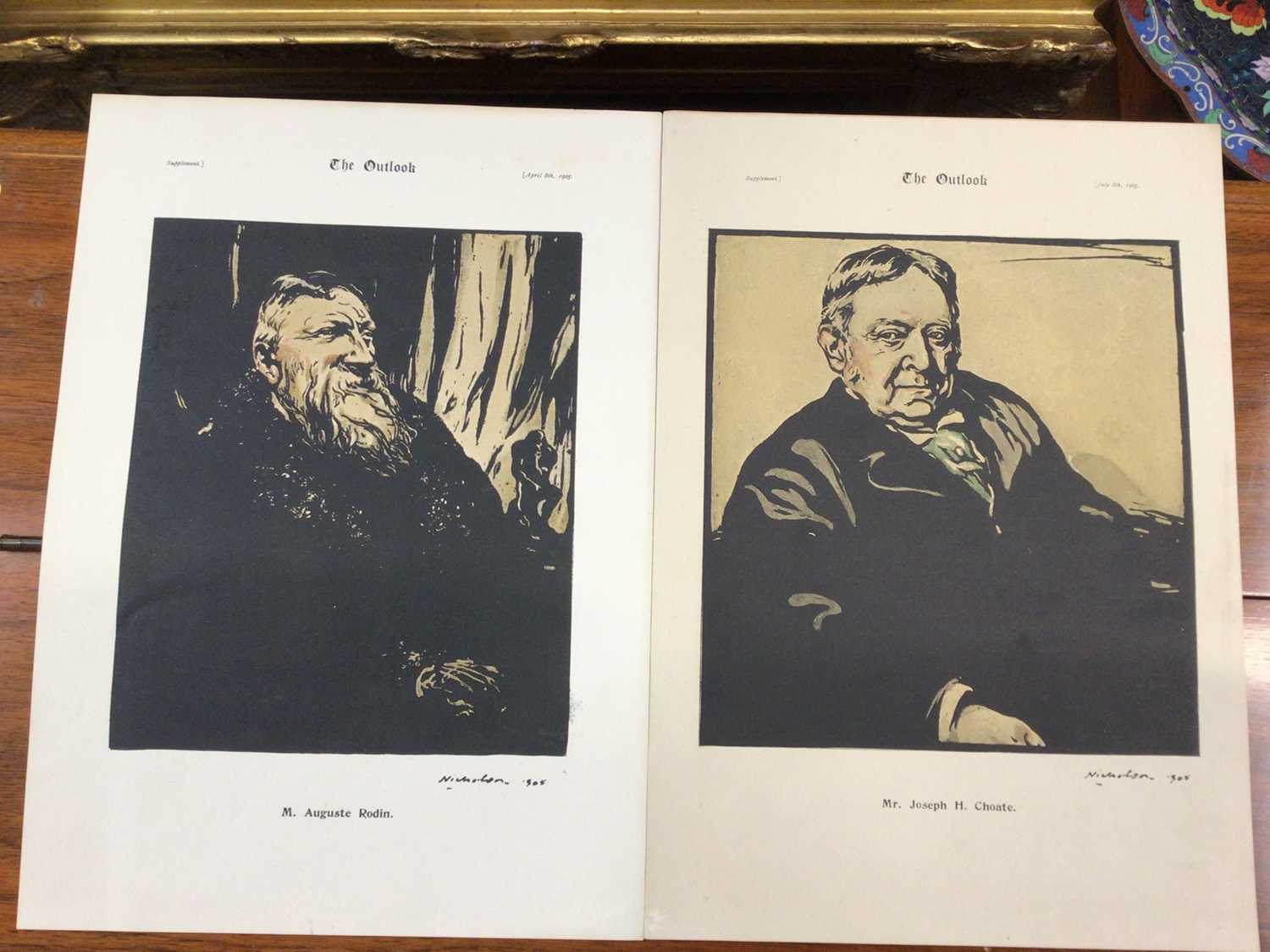 Two Nicholson prints of Augusta Rodin and Choate (2)