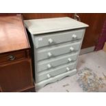 Modern Grey painted pine chest of four long drawers