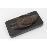 Victorian bronze and slate desk weight naturalistically modelled as a dead bird 14 x 6.7 cm