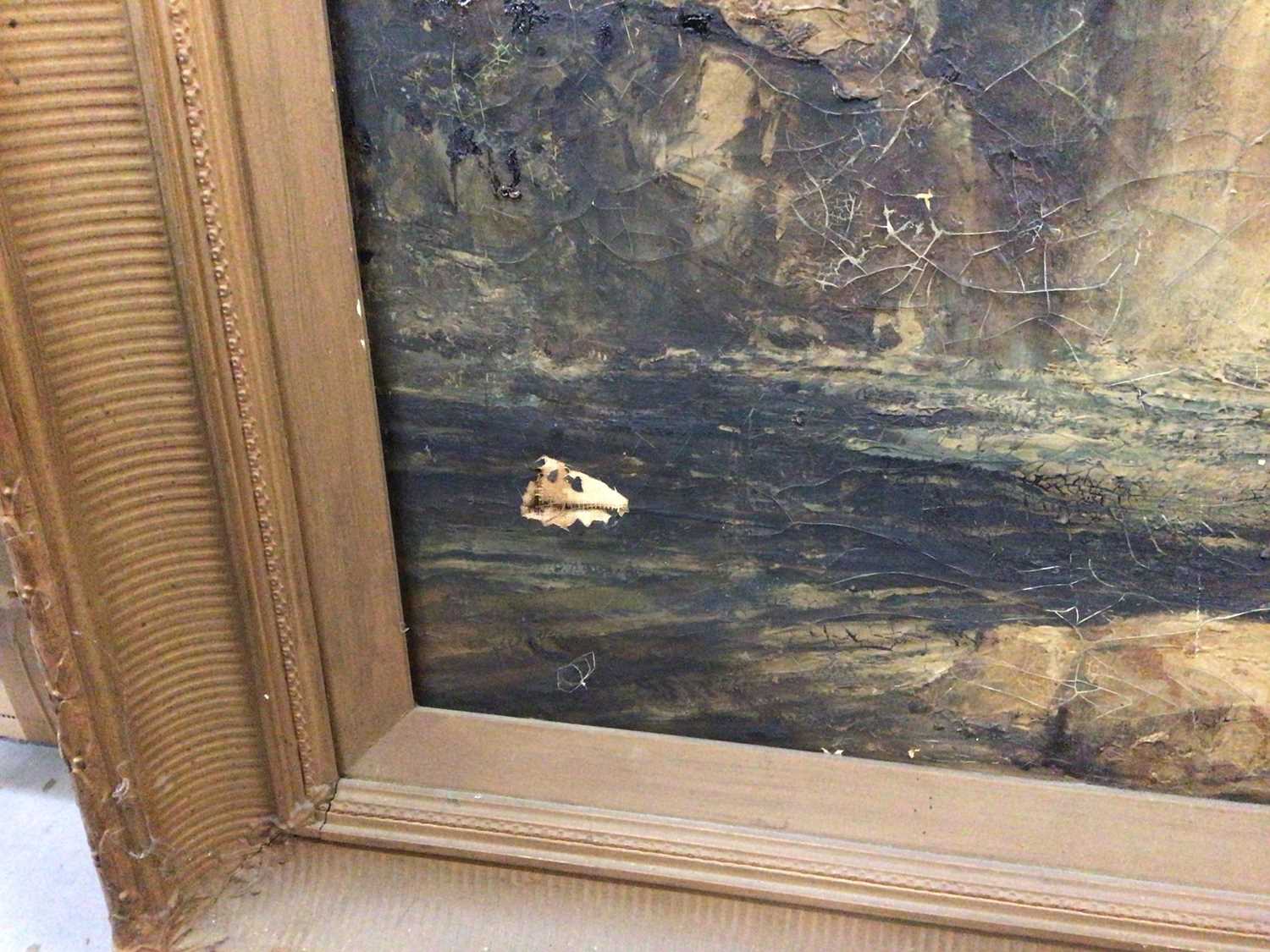 Large oil on canvas landscape scene in gilt frame, together with two other gilt frames - Image 2 of 4