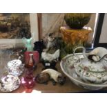 Quantity of decorative china and glass to include a Victorian Staffordshire pottery figure