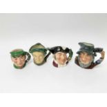 Seven Royal Doulton character jugs - Rip Van Winkle D6463, Mine Host, Auld Mac, The Falconer D6547,