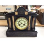 Early 20th century black slate mantle clock