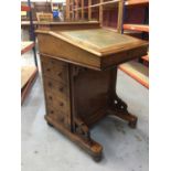 Good quality Victorian burr walnut Davenport with stationary compartment to back with concealed spru
