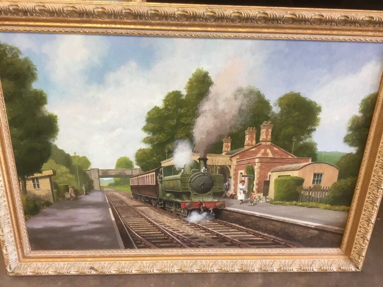 R Beckwith - three oils on board, landscapes with steam trains