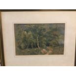 Mid 19th century watercolour in glazed frame- 'Fordham Wood' signed with initials and dated 1855, 16