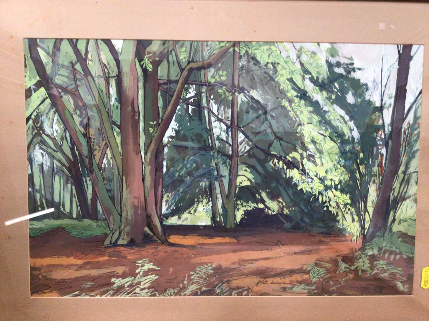 Kit Leese watercolour and ink study - Woodland Glade, Russell Thomas watercolour and ink study - Cot