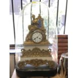 Late 19th century French ormolu and marble clock by Henri Marc, Paris, under glass dome