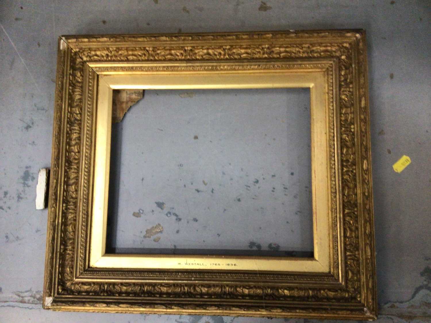 Large oil on canvas landscape scene in gilt frame, together with two other gilt frames - Image 4 of 4