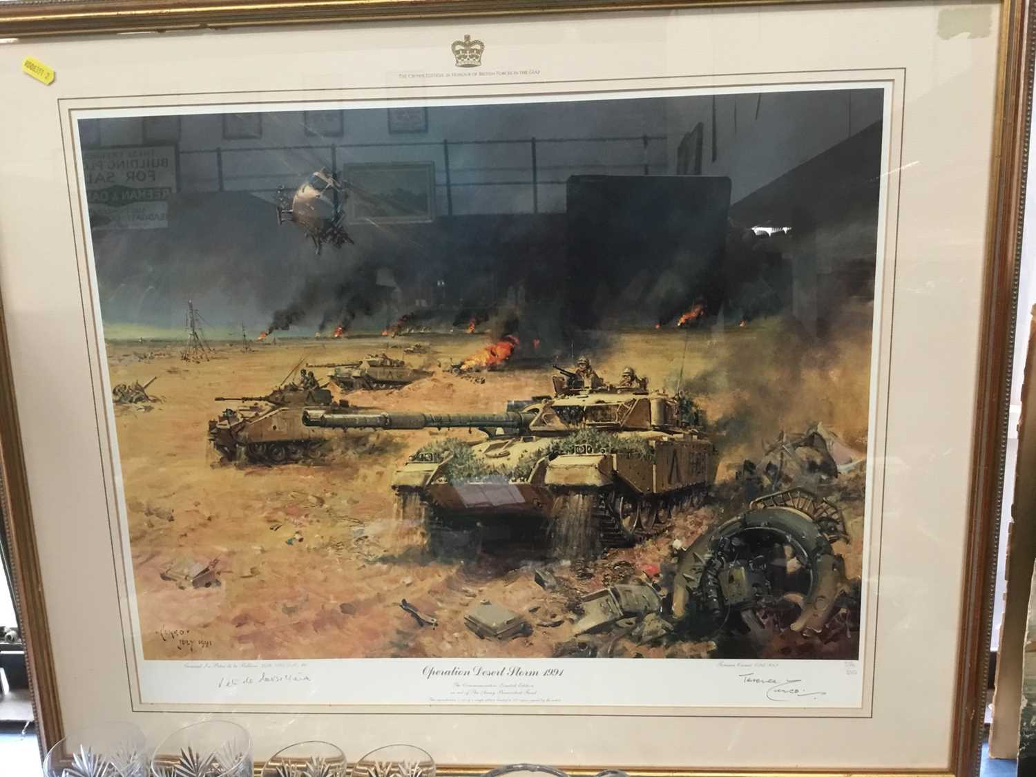 Terence Cuneo limited edition print - Operation Desert Storm - in glazed frame