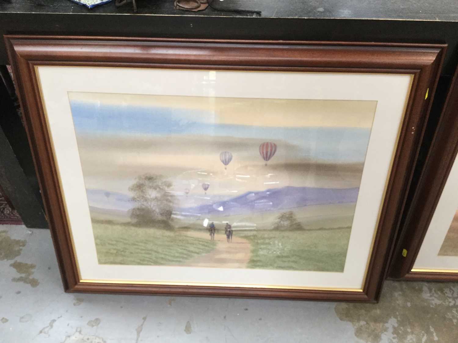 Two watercolour studies of hot air balloons - Image 2 of 3