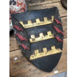 Victorian carved wood and painted heraldic crest, for wall mounting, 38cm high