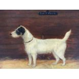 English School 19th Century, "First Prize", a study of a terrier, oil on board, inscribed, in gilt f
