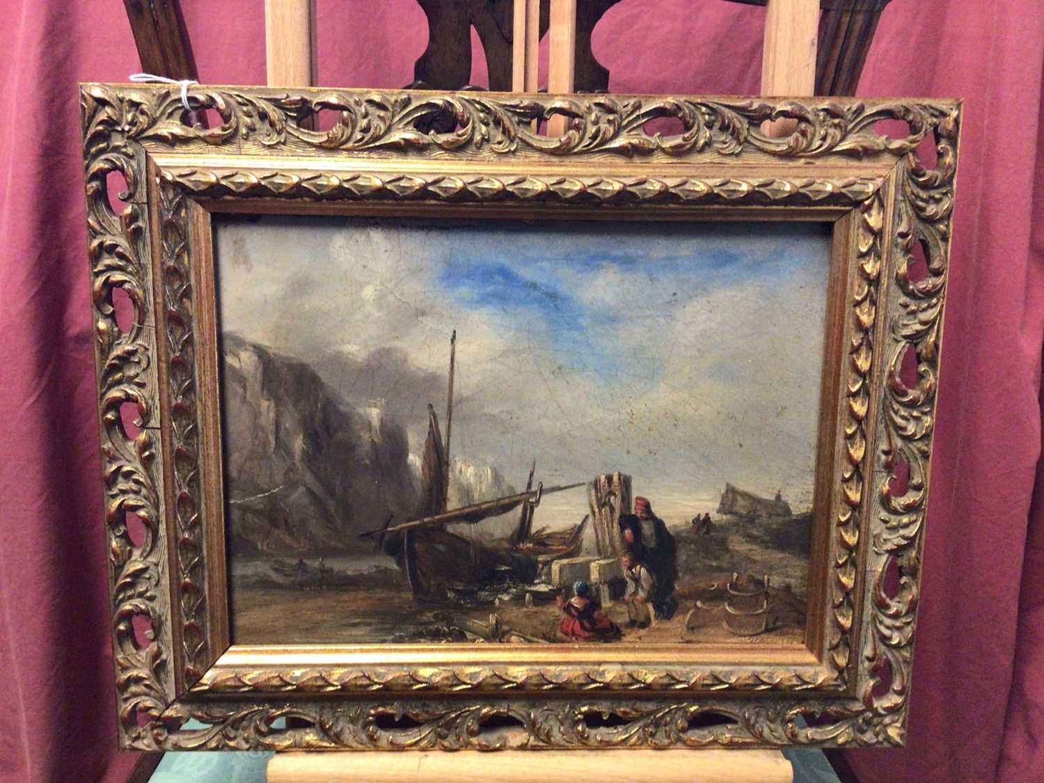 19th century oil on panel coastal scene - Image 2 of 13