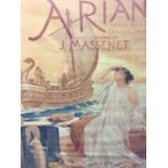 After Albert Maignan, period lithographic print, Opera poster for Ariane by Massenet