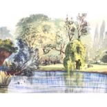 Attributed to Ernest Shepard watercolour - view of The Lake Regents Park