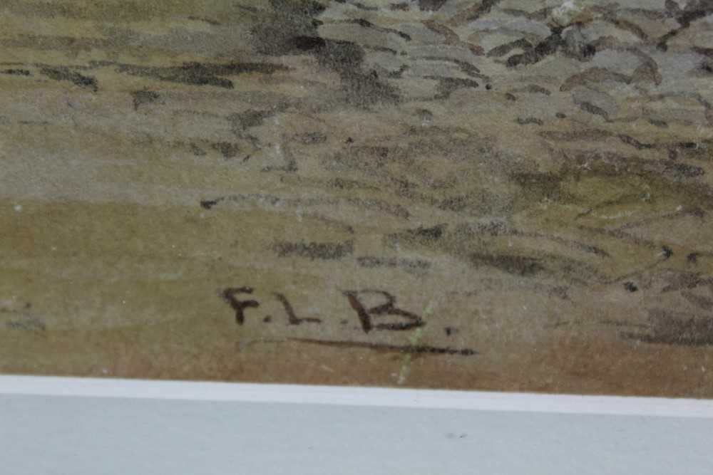 English School, 19th century, watercolour - a village street, signed with initials F.L.B., in glazed - Image 3 of 4