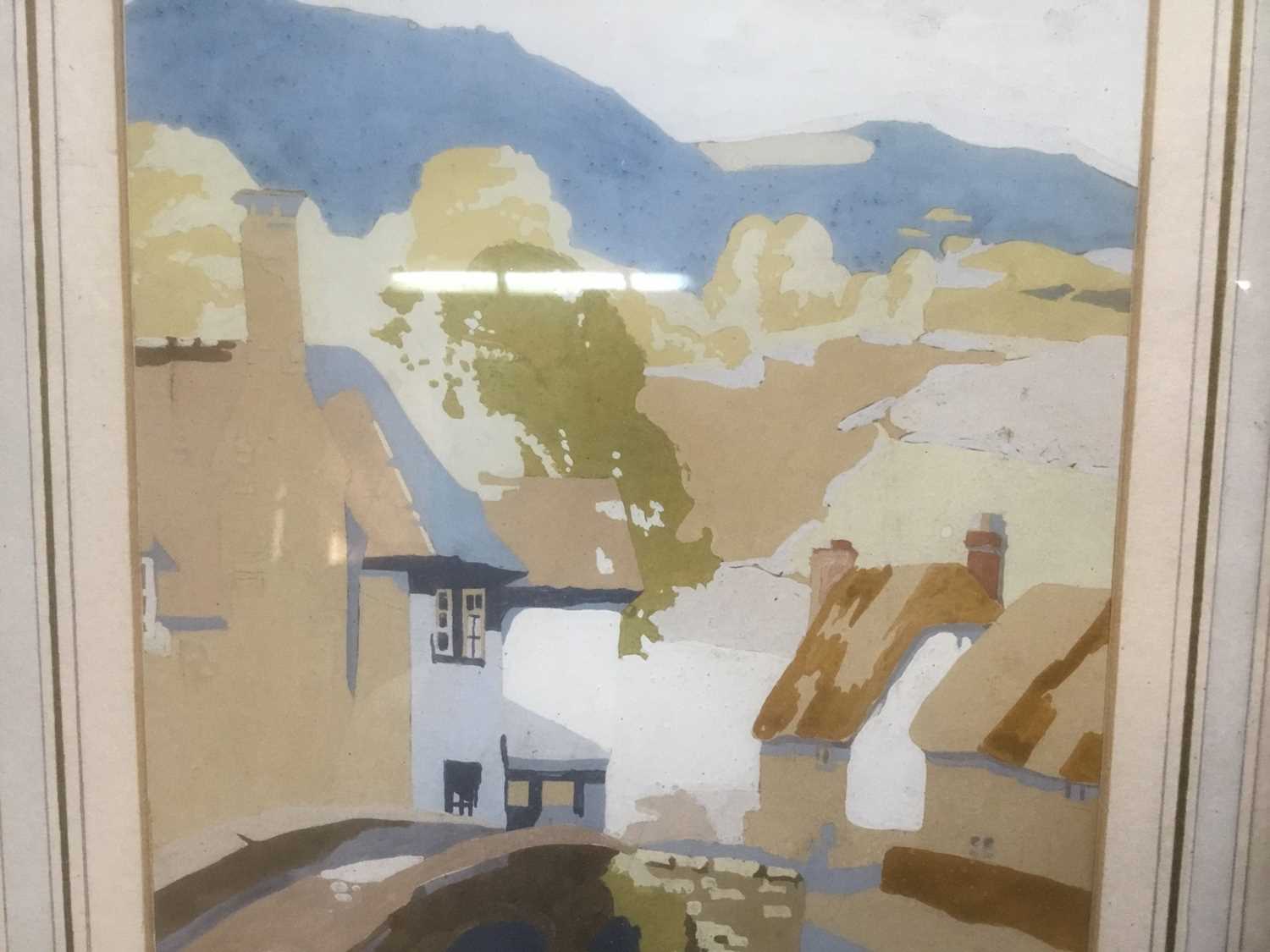 Early 20th century English School gouache - Village view - Image 9 of 13