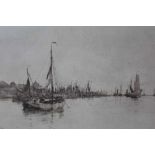 William Lionel Wyllie (1851-1931) signed artist proof etching - Bruinisse, Holland, 18cm x 48cm, in