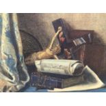 Edwardian English School watercolour - still life of religious artefacts, 38cm x 54cm, in gilt frame