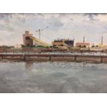 Vladimir Sosnovski (1921-1990) oil on canvas laid onto board, industrial landscape