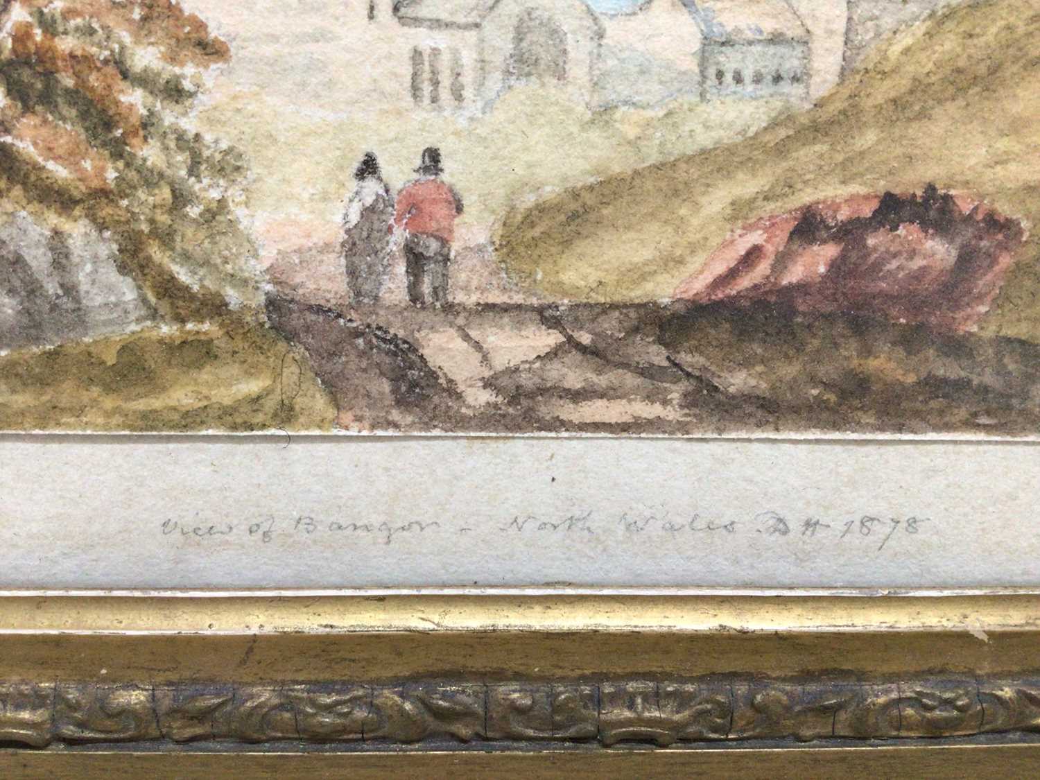 Victorian English School watercolour - a view of Bangor, inscribed and dated 1878, label verso, in g - Image 3 of 7