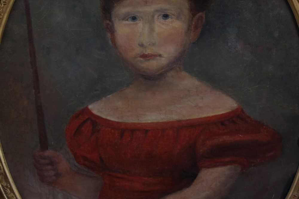 English School, early 19th century, oval oil on canvas - portrait of a child, 56cm x 46cm, in good g - Image 5 of 9