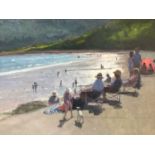 Peter Z. Phillips, A sunny day at the beach, oil on canvas, signed and dated '21, in gilt frame. 35