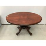 Victorian inlaid oval tilt top loo table 117cm