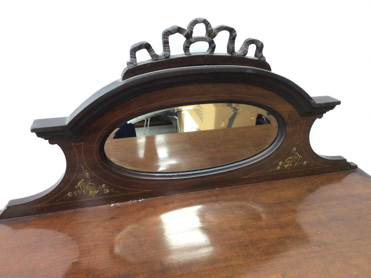 Edwardian inlaid mahogany display cabinet with bevelled mirrored back 91cm wide x 168cm high - Image 2 of 5