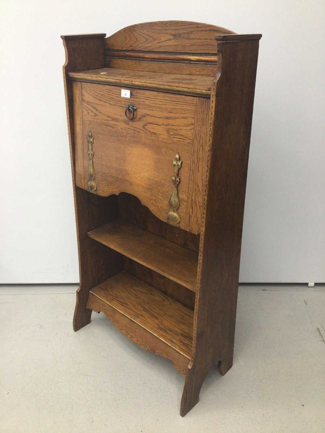 Edwardian Art Nouveau oak escritoire, 65cm wide x 123cm high