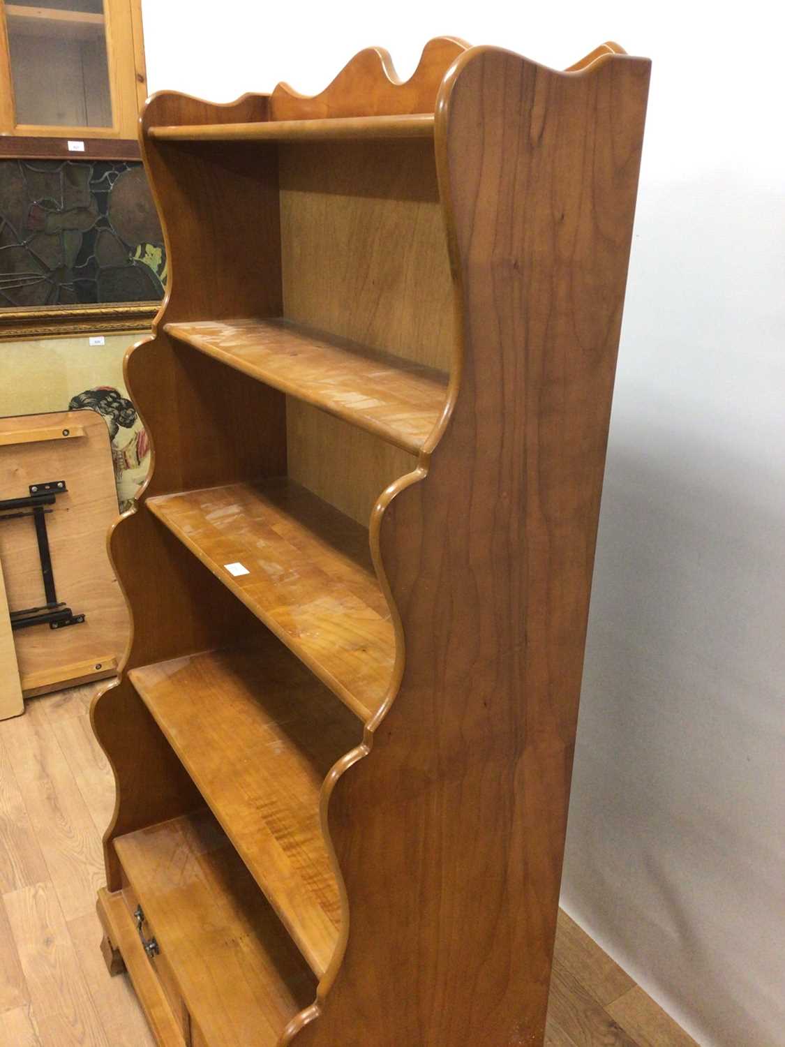 Pine waterfall bookcase with open shelves and two drawers below, 78cm wide, 38cm deep, 150cm high - Image 4 of 7