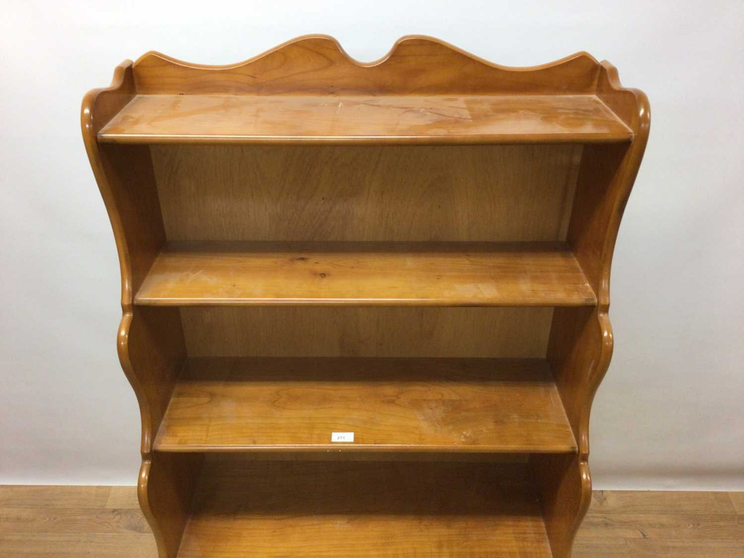 Pine waterfall bookcase with open shelves and two drawers below, 78cm wide, 38cm deep, 150cm high - Image 2 of 7