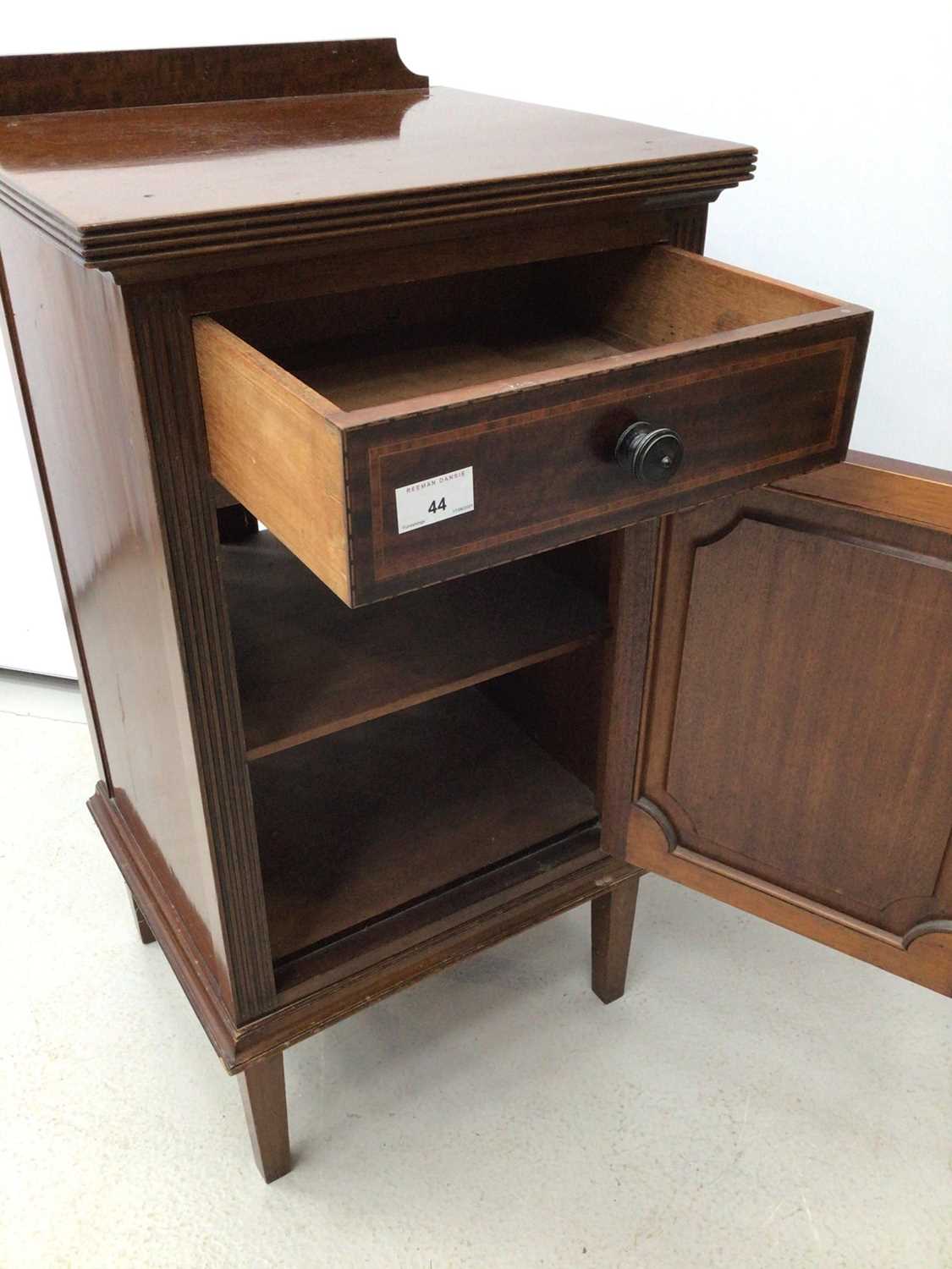 Ewardian inlaid mahogany bedside cupboard with single drawer and panelled door below, 40cm wide x 78 - Image 3 of 4