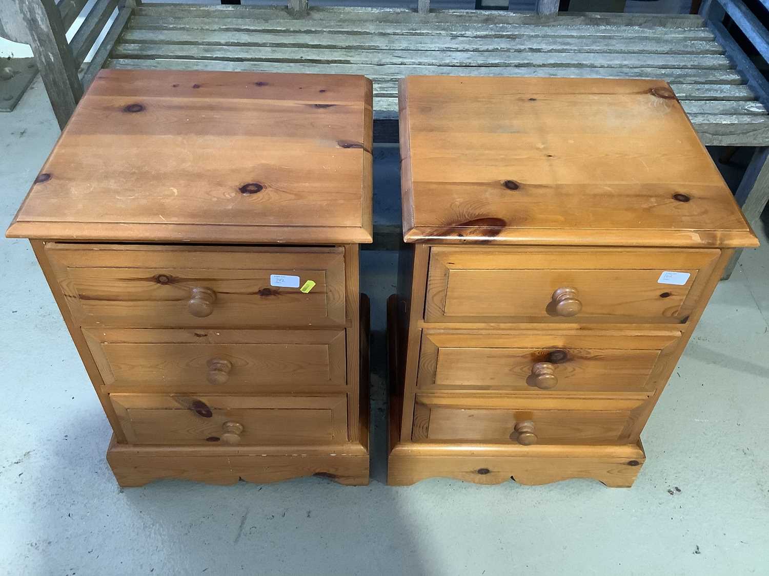 Pine chest of two short and three long drawers, 90cm wide x 45cm deep x 94cm high and a pair of pine - Image 7 of 7