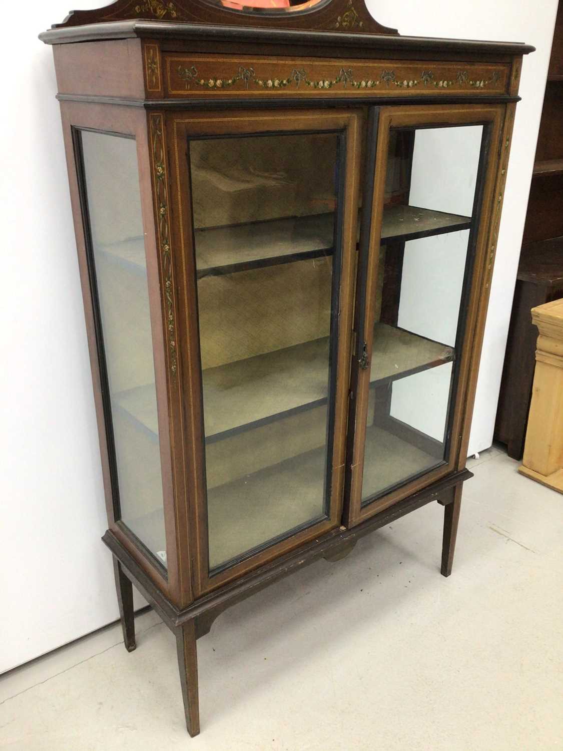 Edwardian inlaid mahogany display cabinet with bevelled mirrored back 91cm wide x 168cm high - Image 4 of 5