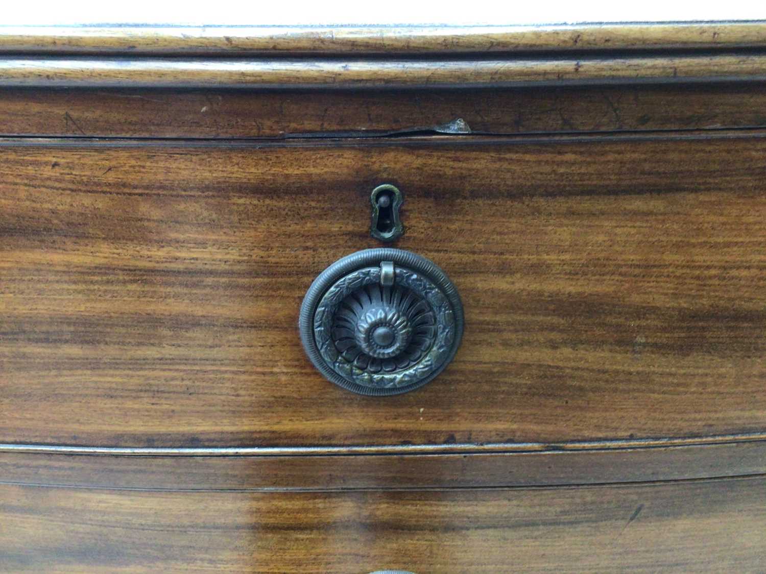 19th century mahogany bowfront chest of two short and three long graduated drawers, 106.5cm wide x 5 - Image 6 of 6