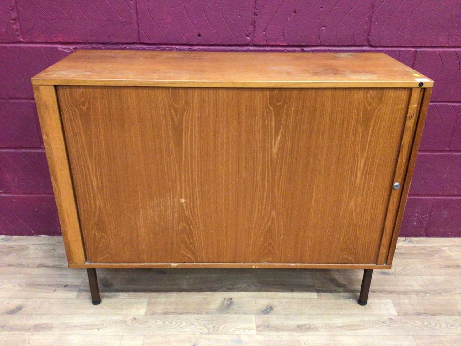 Mid 20th century Danish Nipu tambour cupboard, 120cm wide, 45cm deep, 92.5cm high