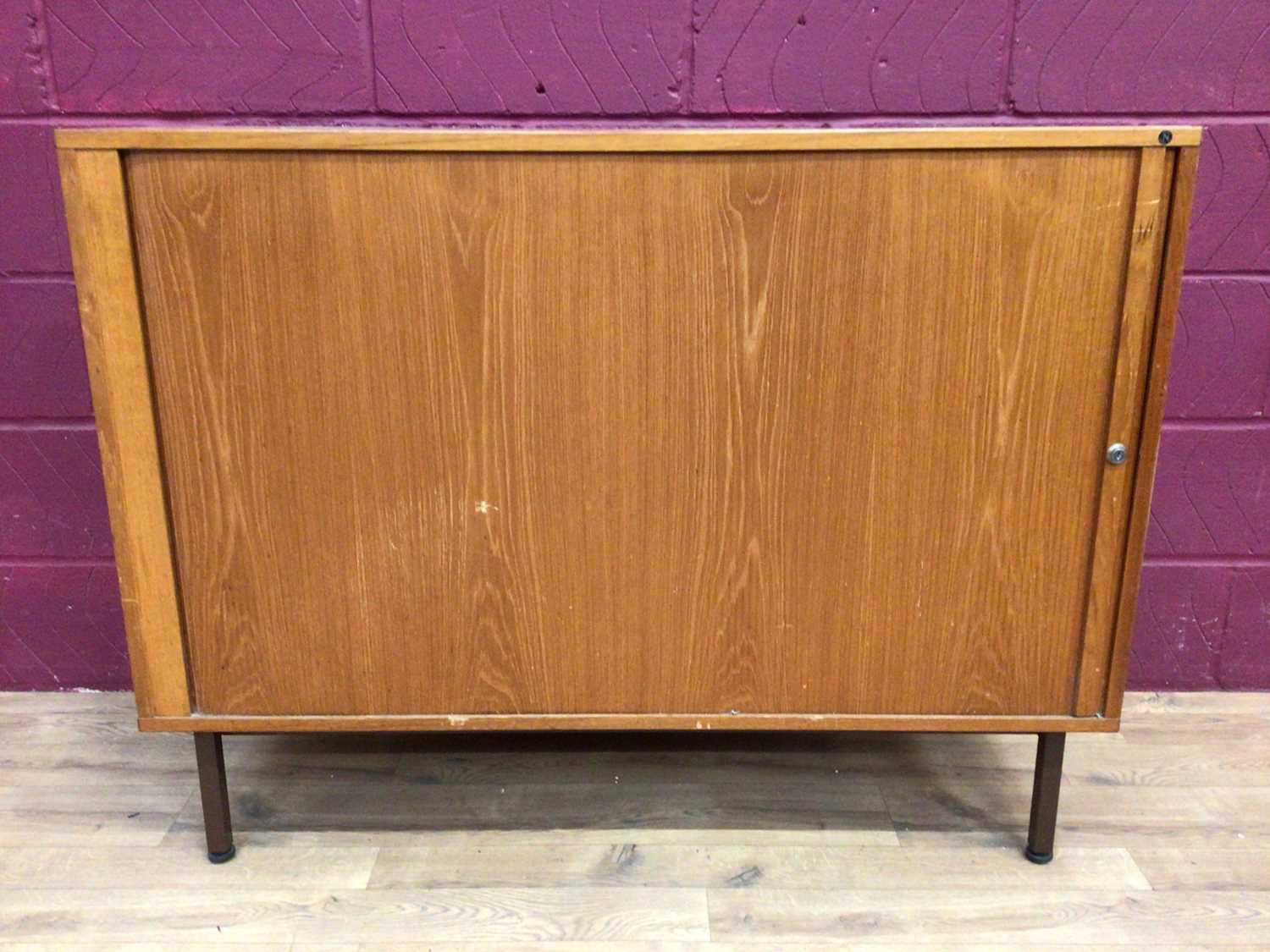 Mid 20th century Danish Nipu tambour cupboard, 120cm wide, 45cm deep, 92.5cm high - Image 2 of 7