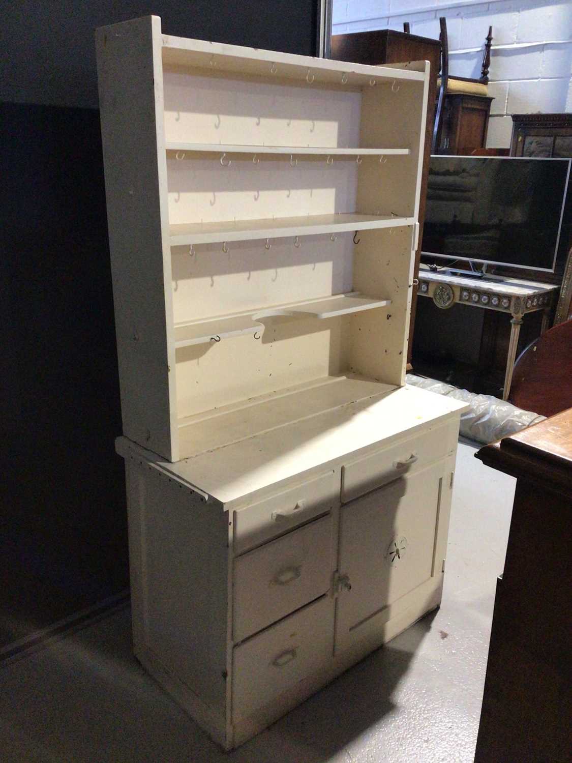 White painted two height dresser with open shelves, two drawers and two doors below, 104.5cm wide x - Image 2 of 4