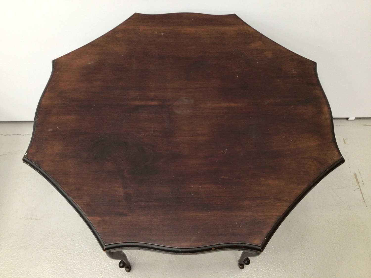 walnut veneered circular coffee table, Edwardian mahogany tow tier table and an oak revolving bookca - Image 7 of 10