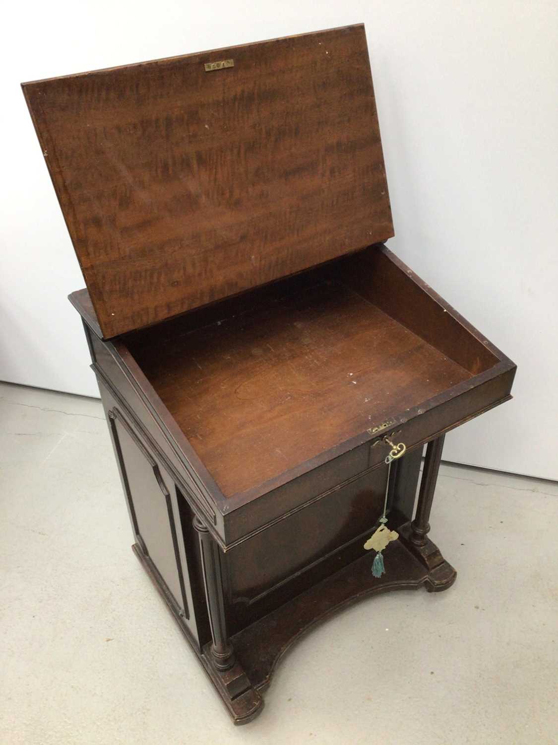 Victorian mahogany Davenport with lined top and four side drawers, 61cm wide - Image 5 of 6