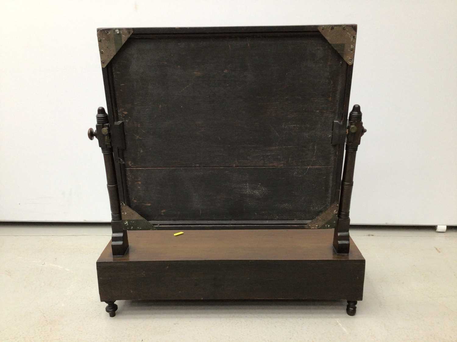 19th century mahogany toilet mirror with three drawers below on turned legs, 59cm wide x 65.5cm high - Image 4 of 5