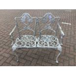 Aluminium two seater garden bench 91cm wide x 84cm high with a revolving office chair