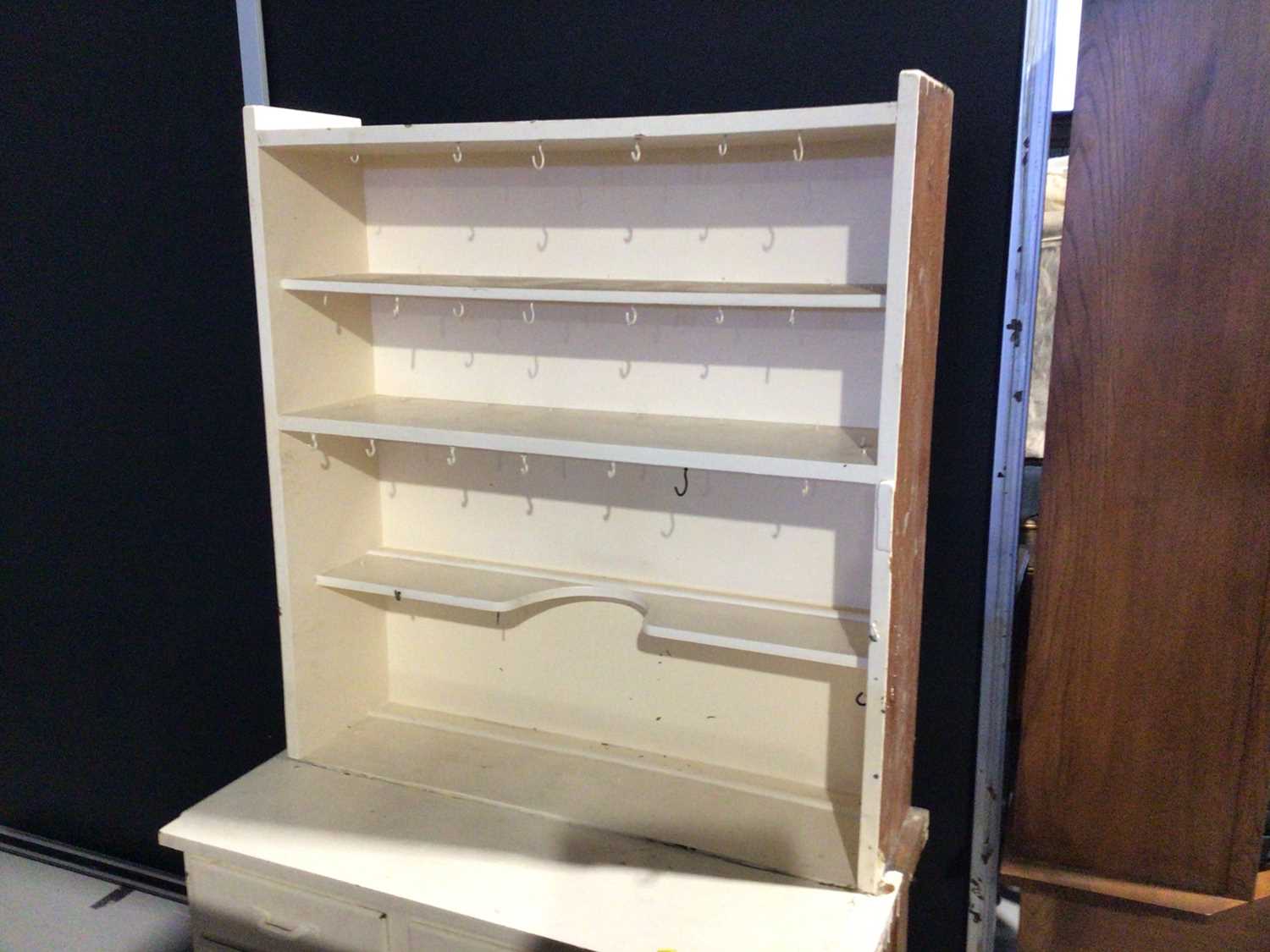 White painted two height dresser with open shelves, two drawers and two doors below, 104.5cm wide x - Image 3 of 4