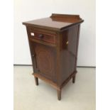 Ewardian inlaid mahogany bedside cupboard with single drawer and panelled door below, 40cm wide x 78