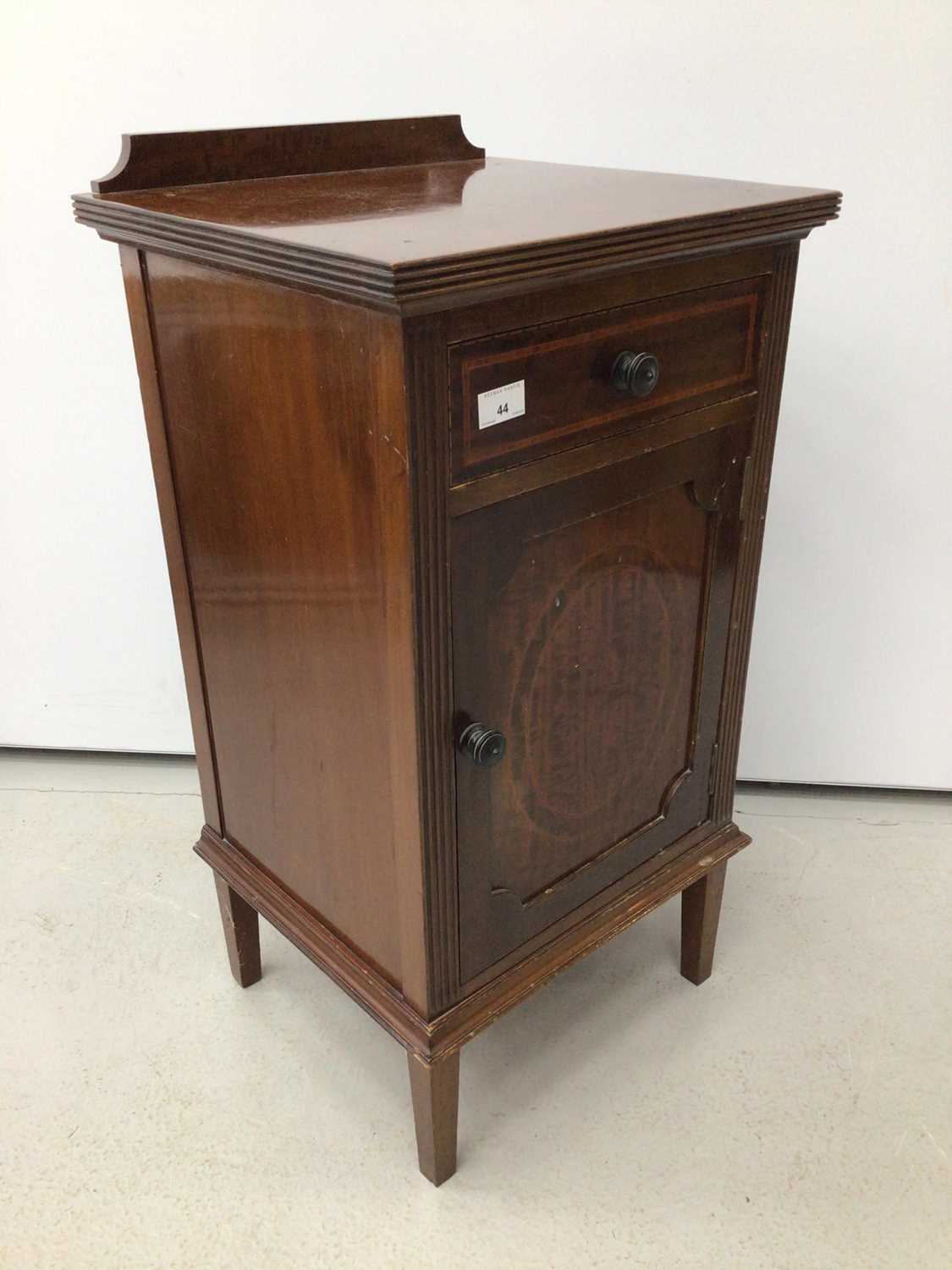 Ewardian inlaid mahogany bedside cupboard with single drawer and panelled door below, 40cm wide x 78 - Image 2 of 4