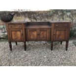William IV mahogany sideboard with sunk centre and an arrangement of two drawers and four cupboards,