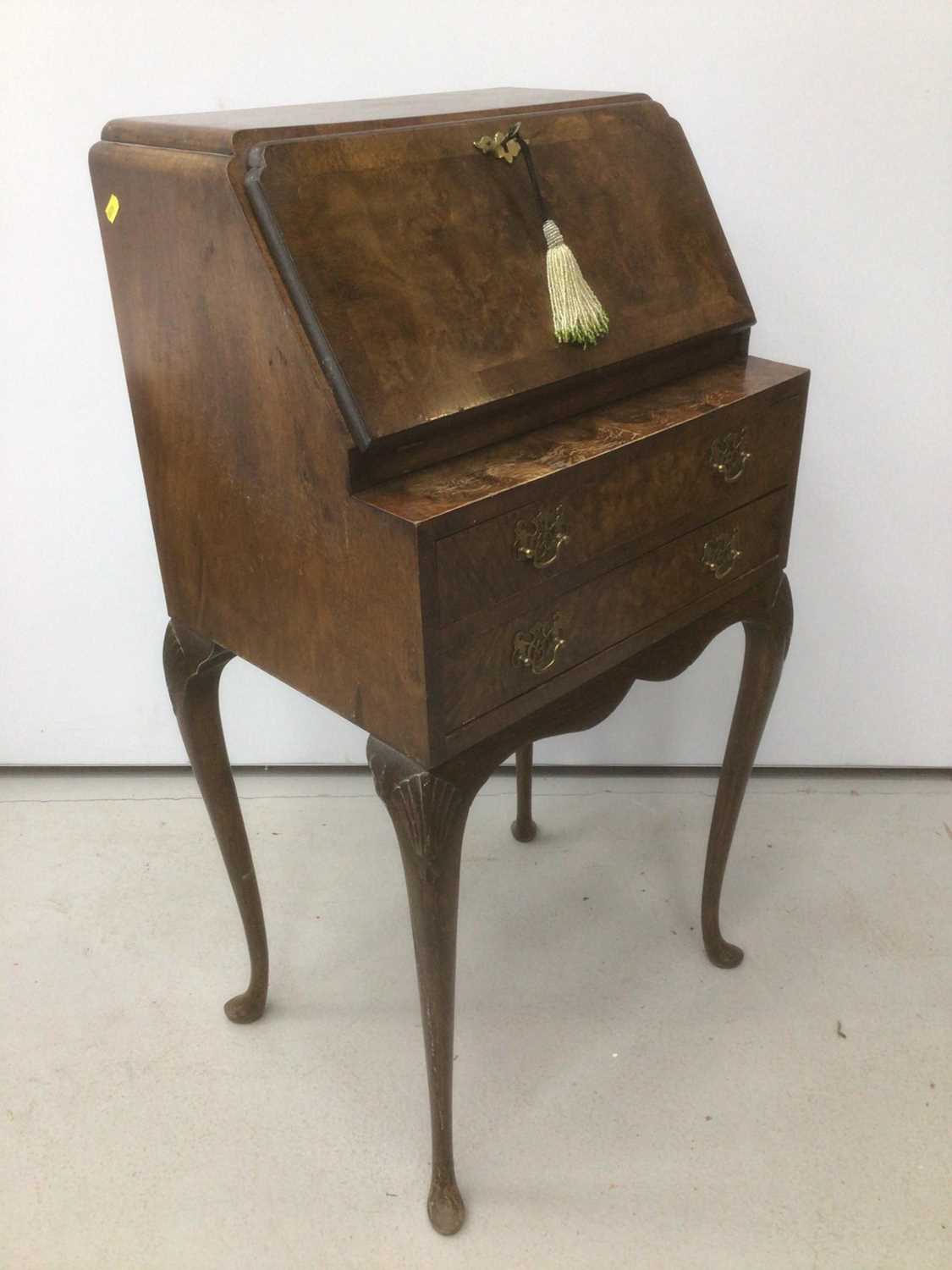 Good quality Georgian style ladies bureau with two drawers below on cabriole legs, 51cm wide x 38cm - Image 3 of 4